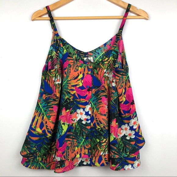 Anthropologie Tops - Anthropologie Paper Crane Palms Tank Top M